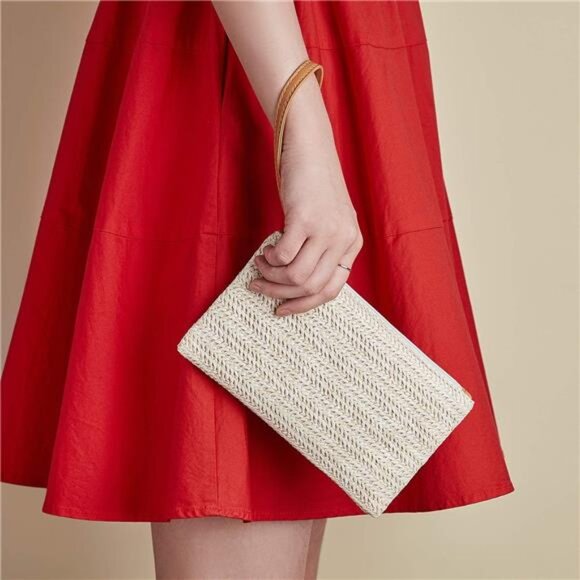 Frienda 2 Pieces Straw Clutch Purse Straw Handbag for Women Summer Beach Bag - Picture 6 of 7